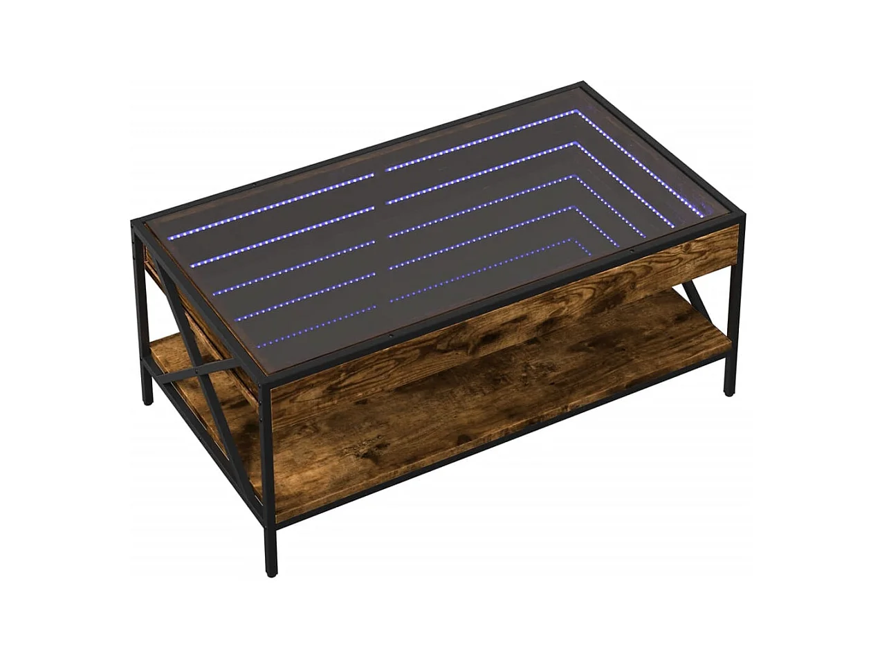 Tavolino Infinity in rovere fumé con LED 90x50x38 cm