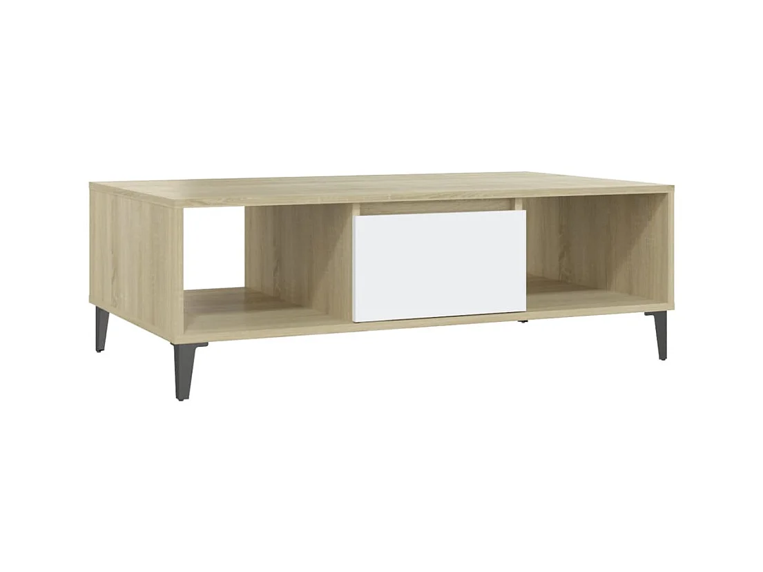 Table basse blanc chêne sonoma 103,5x60x35 cm bois d'ingénierie