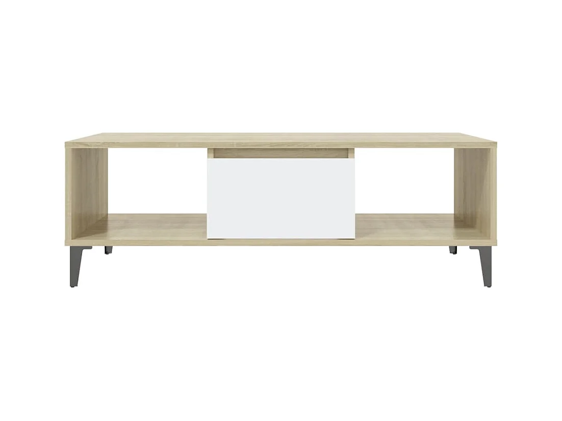 Table basse blanc chêne sonoma 103,5x60x35 cm bois d'ingénierie