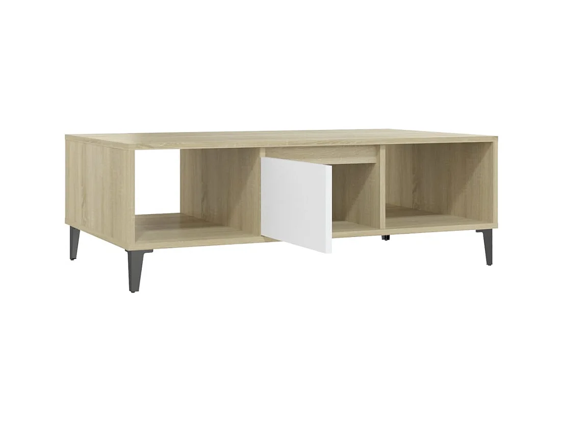 Table basse blanc chêne sonoma 103,5x60x35 cm bois d'ingénierie
