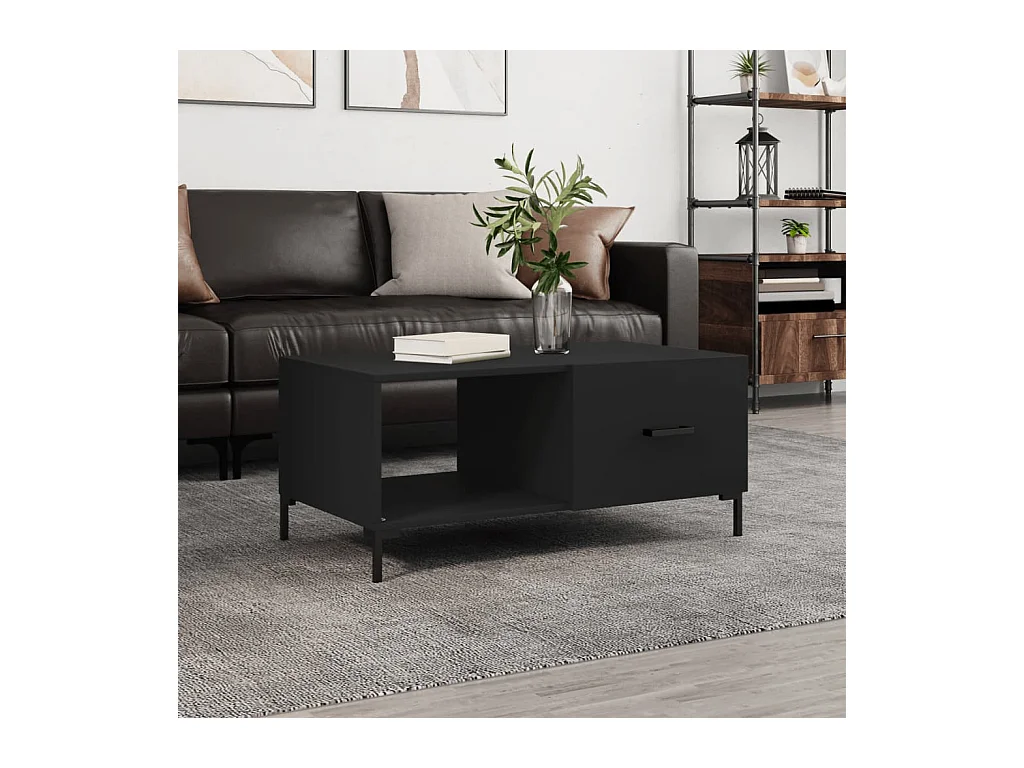 Table basse noir 90x50x40 cm bois d'ingénierie