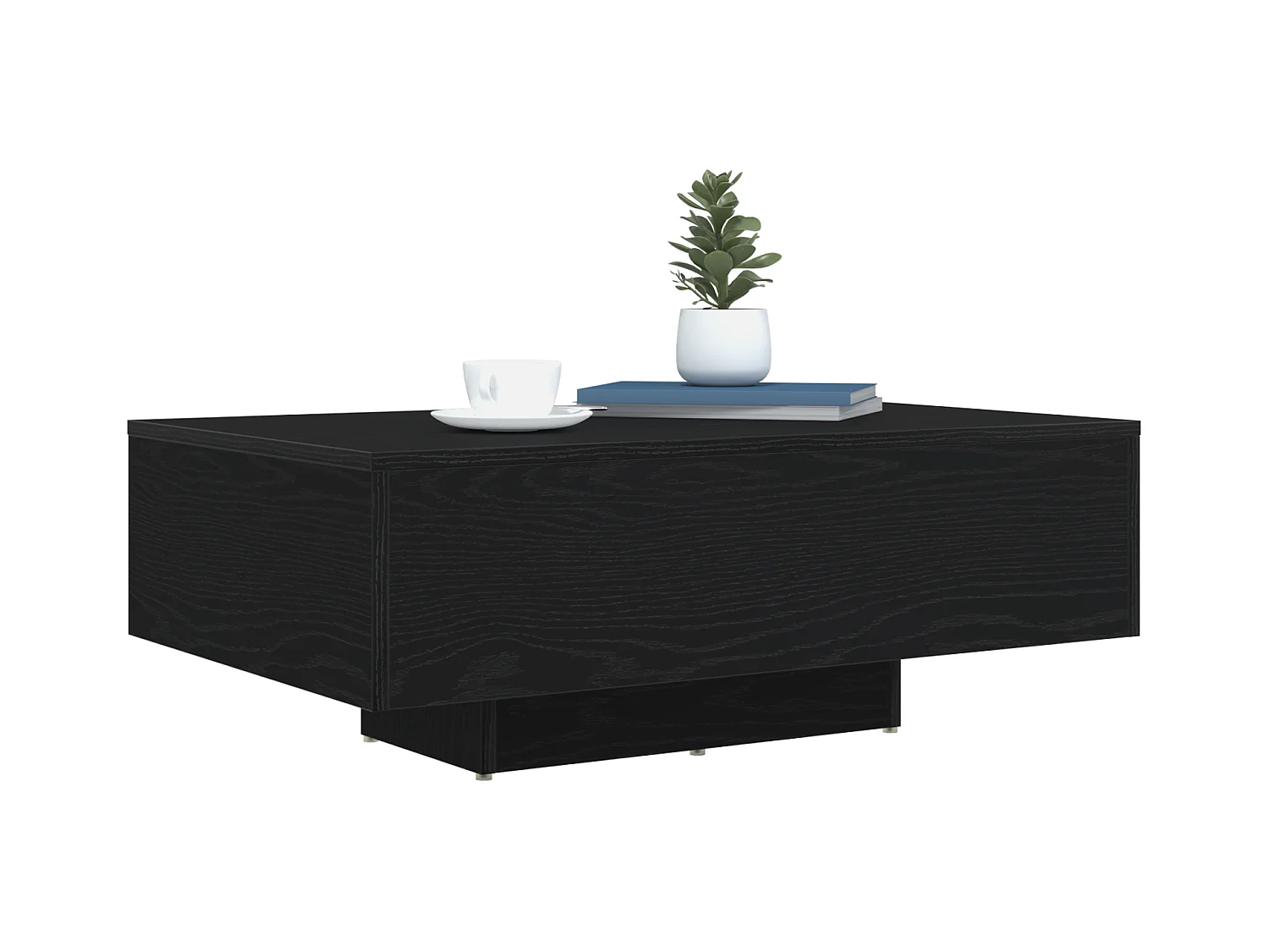 Table basse avec lumières LED Chêne noir 85x55x31 cm