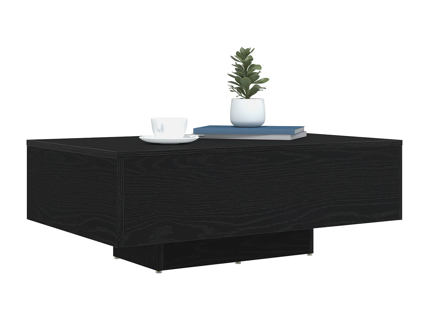 Table basse avec lumières LED Chêne noir 85x55x31 cm