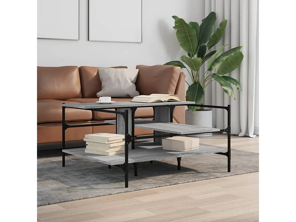 Mesa de centro Sonoma gris 100x100x48,5 cm madera de ingeniería