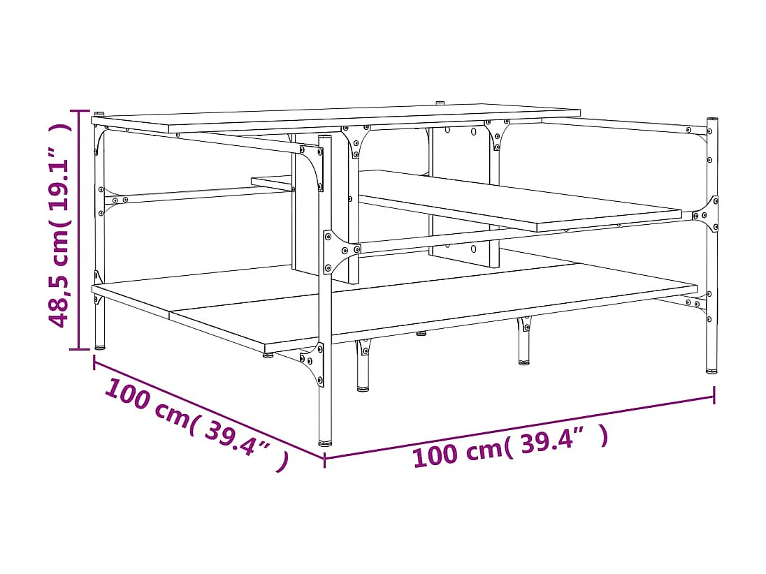 Mesa de centro Sonoma gris 100x100x48,5 cm madera de ingeniería