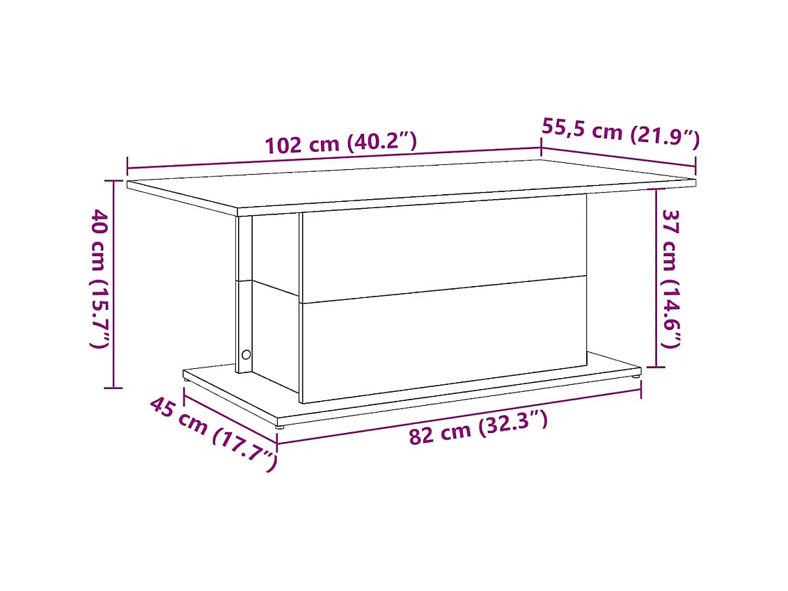 Table basse vieux bois 102x55,5x40 cm bois d'ingénierie