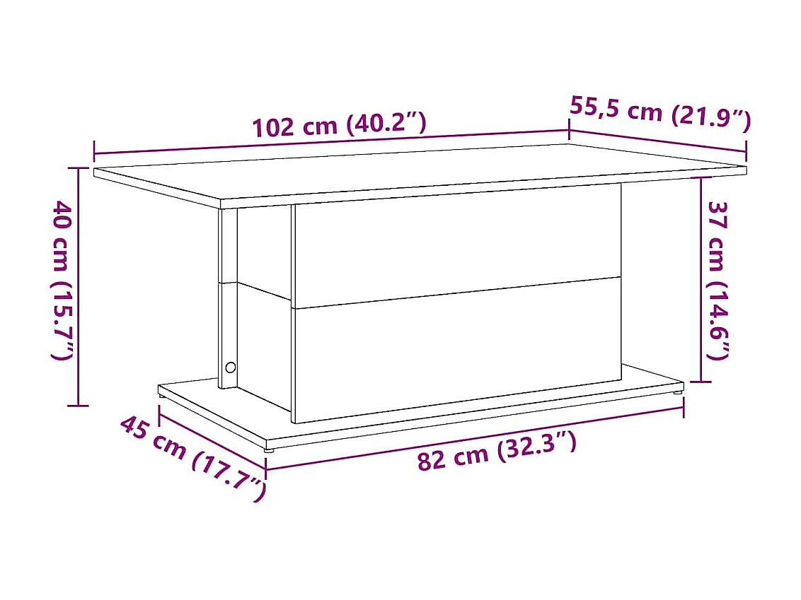 Table basse vieux bois 102x55,5x40 cm bois d'ingénierie