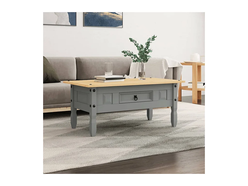 Table basse Pin mexicain Gamme Corona Gris 100x55x44 cm