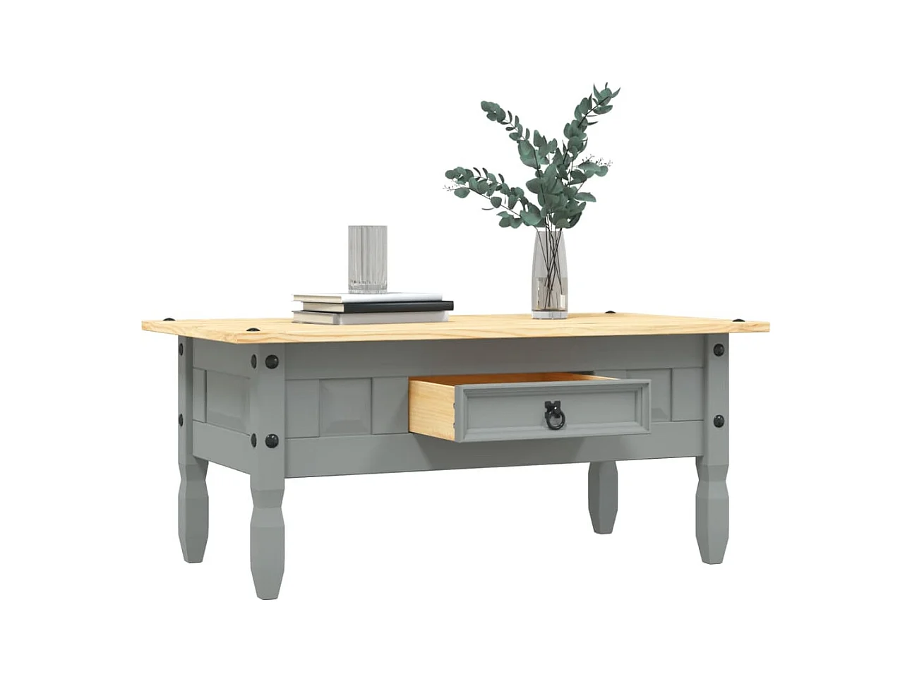 Table basse Pin mexicain Gamme Corona Gris 100x55x44 cm