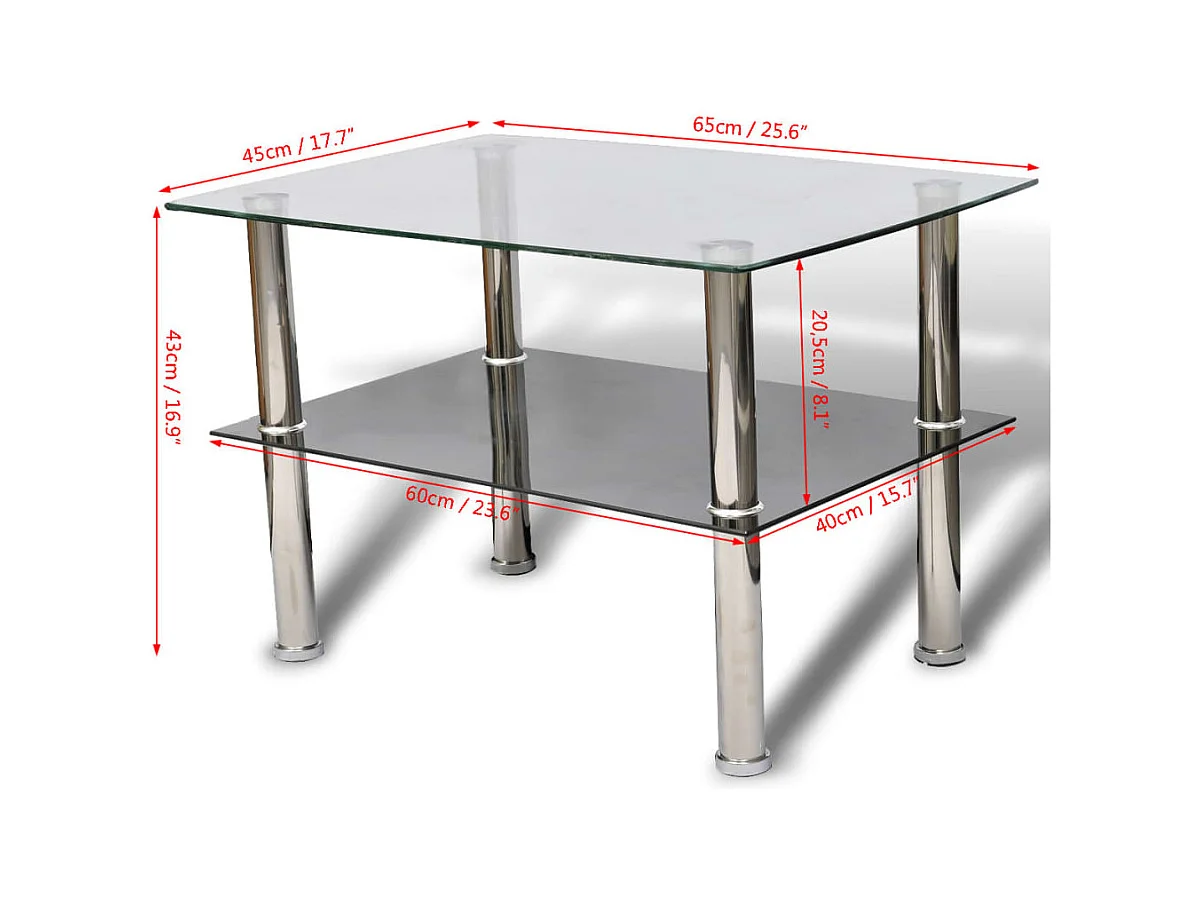 Table basse avec 2 étagères Verre