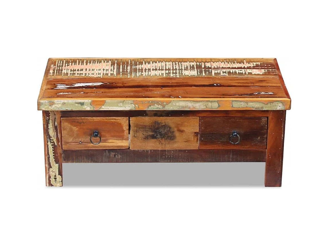 Table basse à tiroirs Bois de récupération 90x45x35 cm