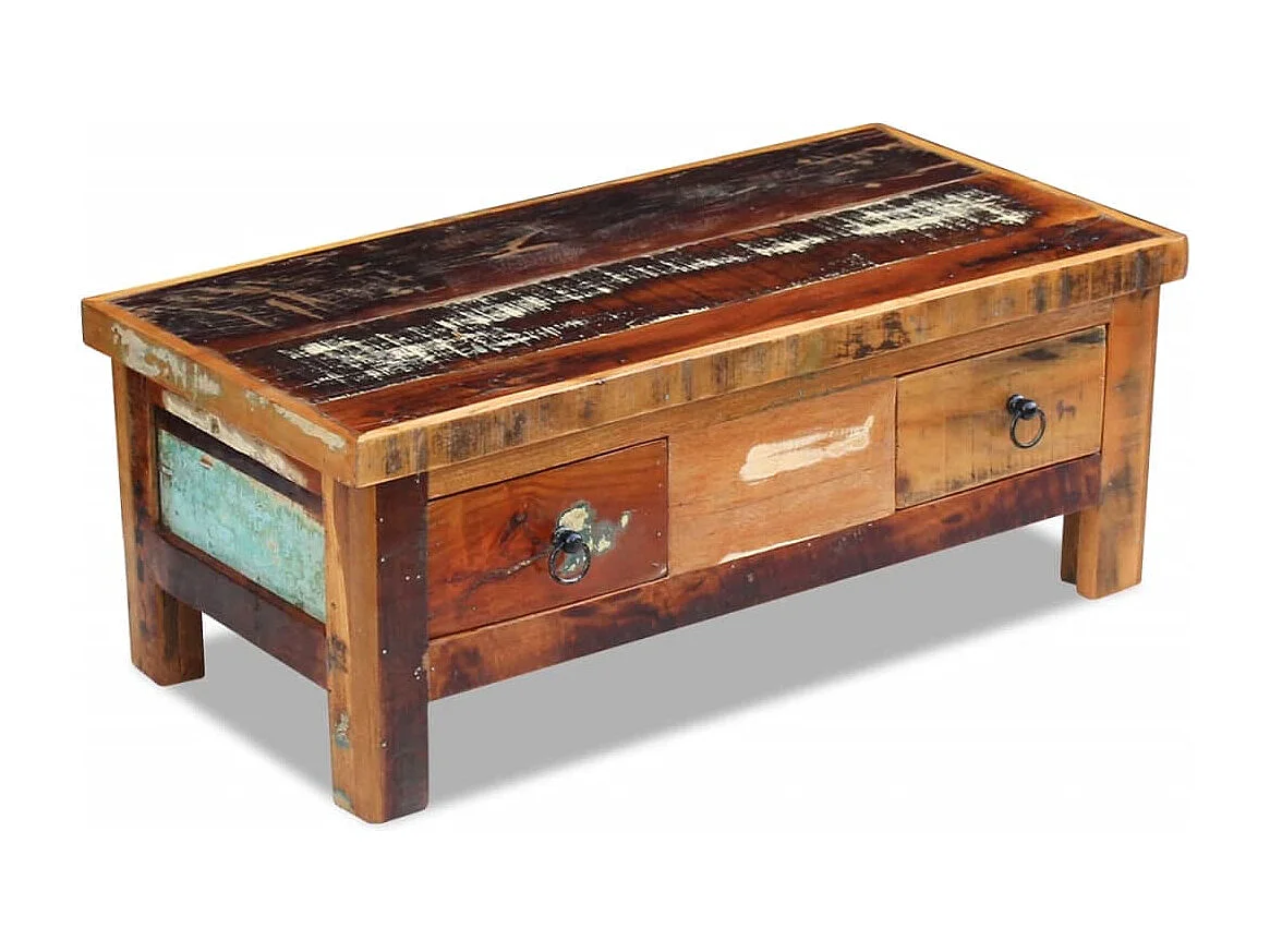 Table basse à tiroirs Bois de récupération 90x45x35 cm
