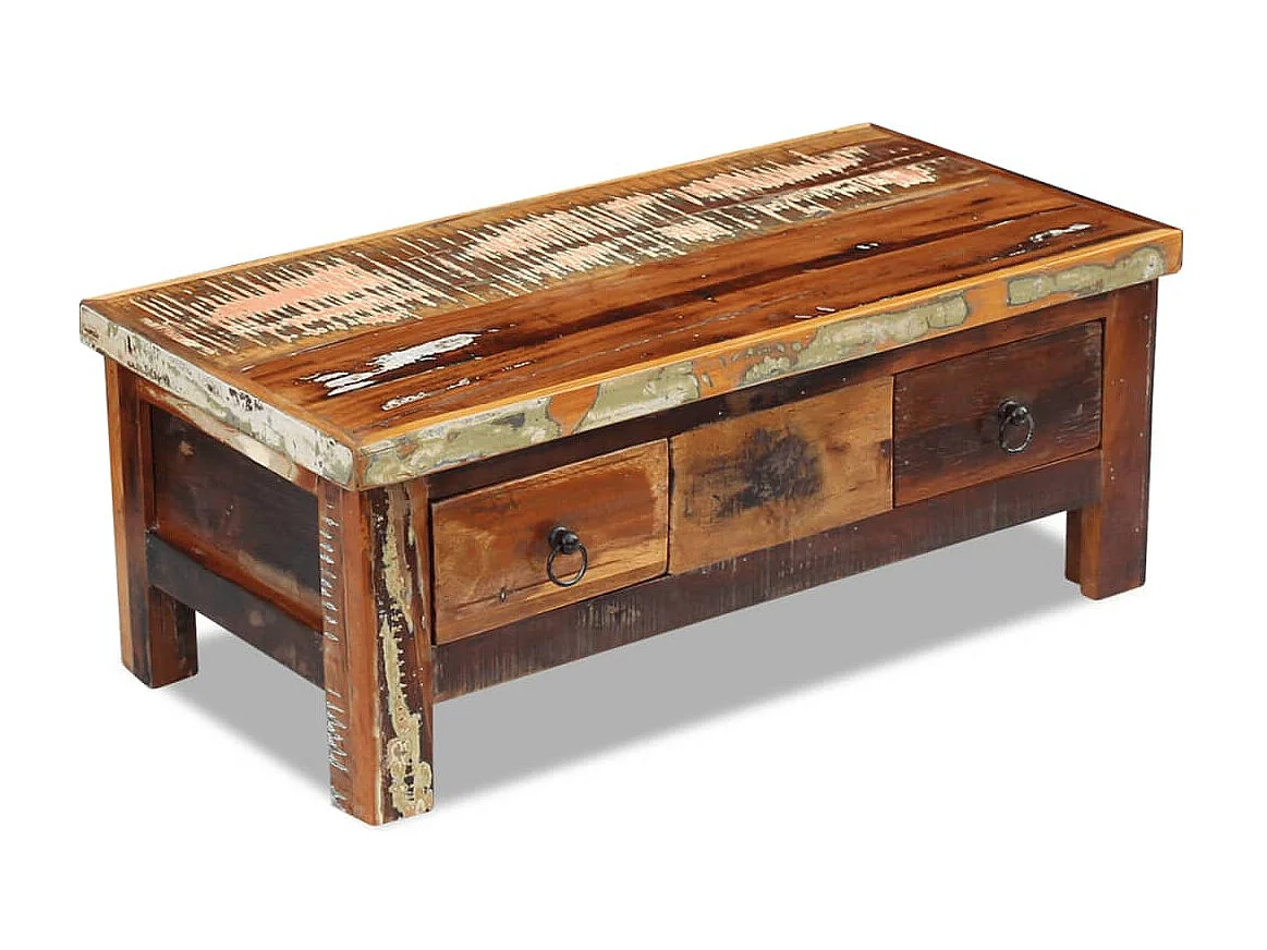 Table basse à tiroirs Bois de récupération 90x45x35 cm