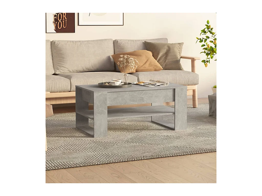 Table basse Gris béton 102x55x45 cm Bois d'ingénierie