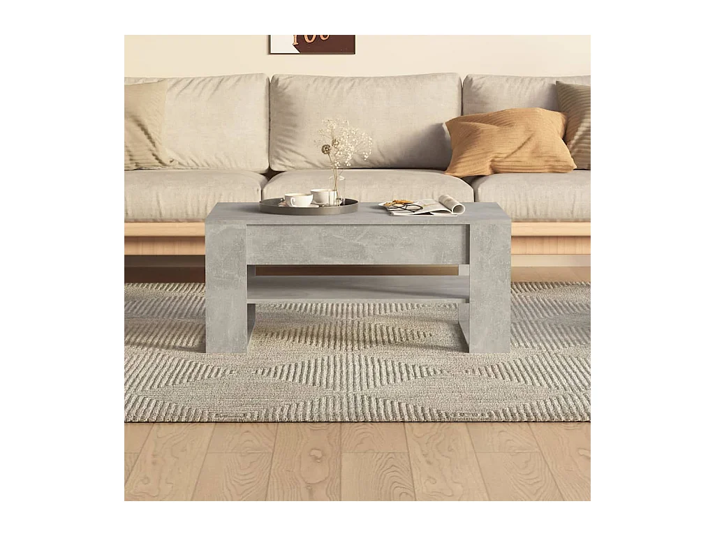 Table basse Gris béton 102x55x45 cm Bois d'ingénierie