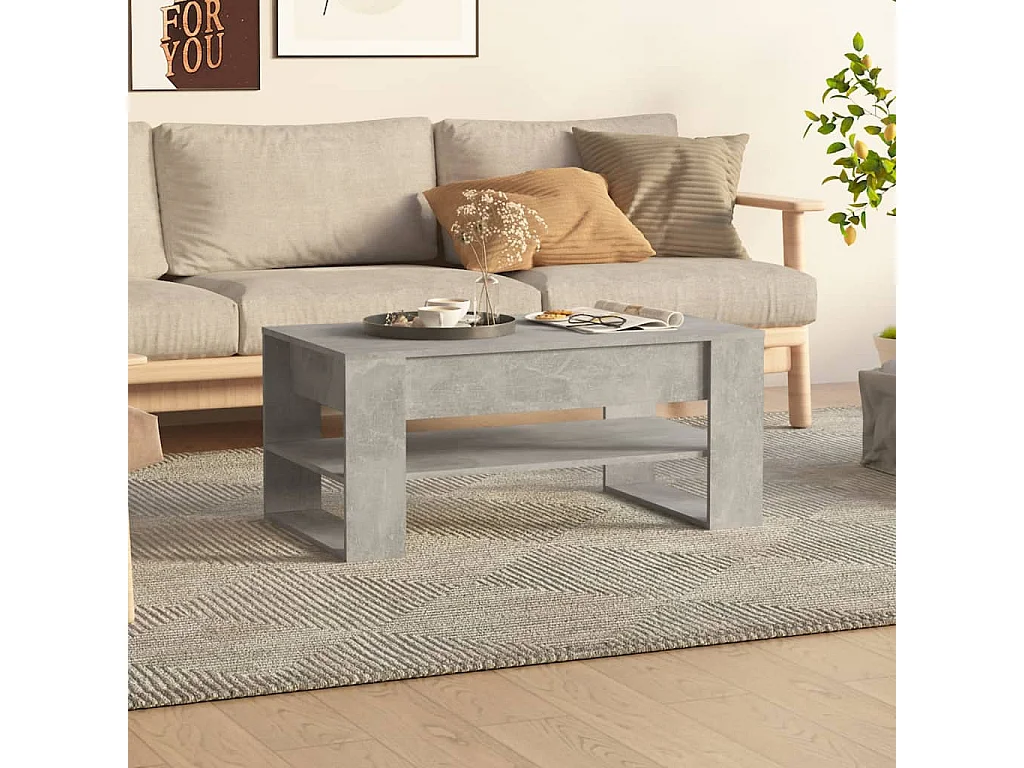 Mesa de centro gris hormigón 102x55x45 cm Madera de ingeniería