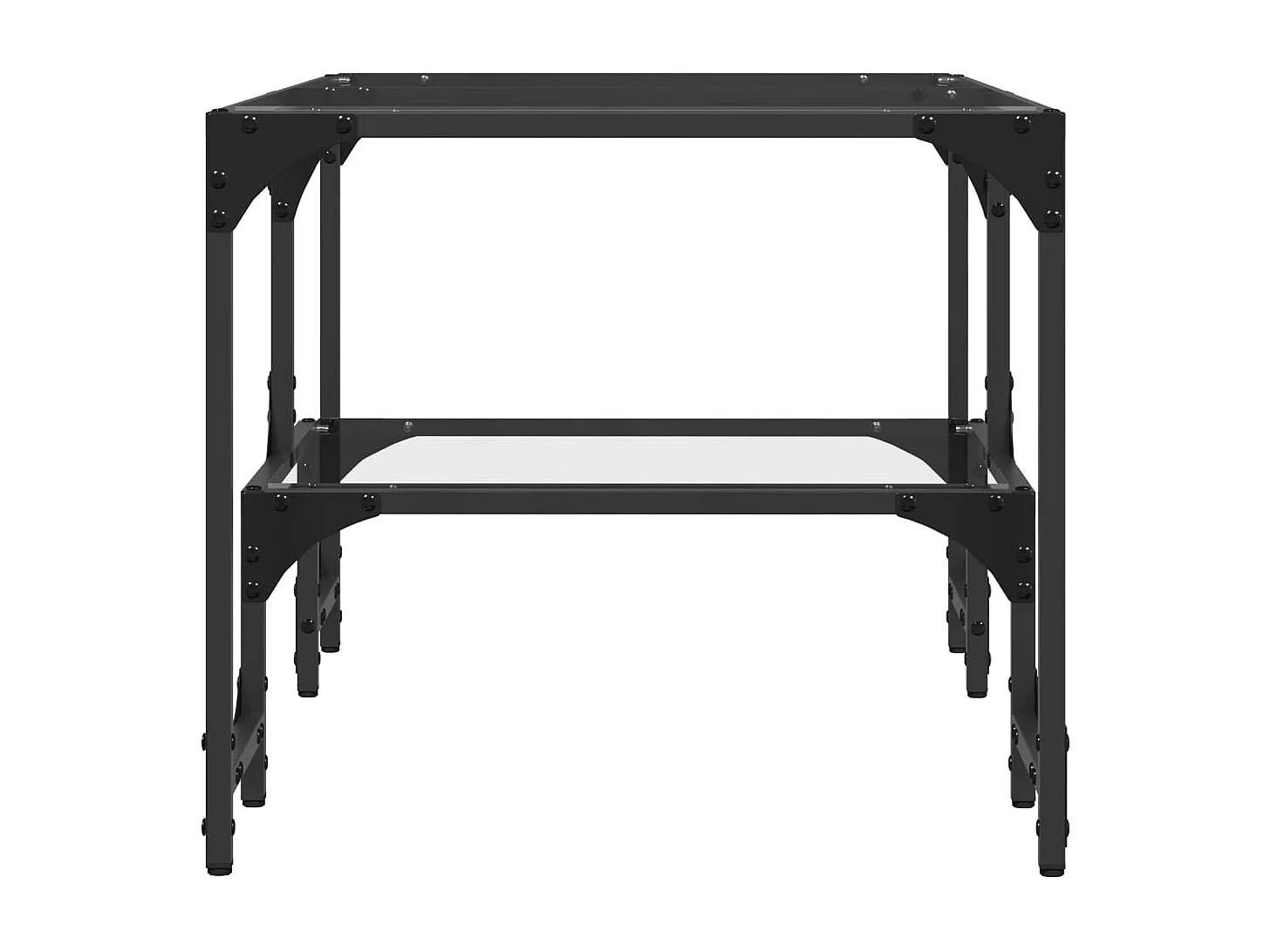 Table basse avec dessus en verre transparent 98,5x50x45cm acier