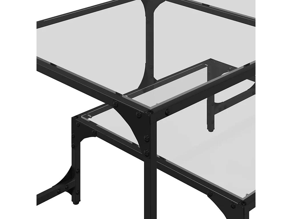 Table basse avec dessus en verre transparent 98,5x50x45cm acier