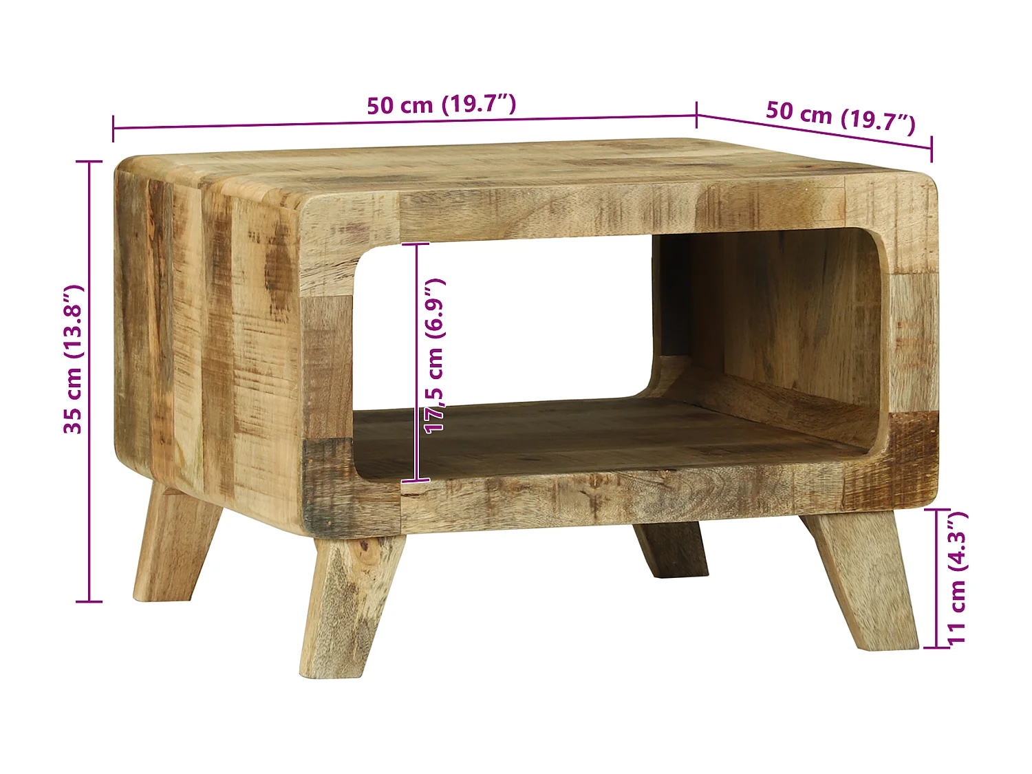 Table Basse 50x50x35 cm en Bois de Manguier Massif