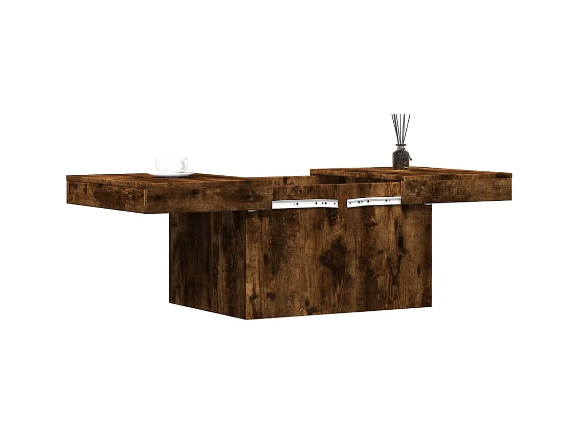 Table basse chêne fumé 80x55x40 cm bois d'ingénierie