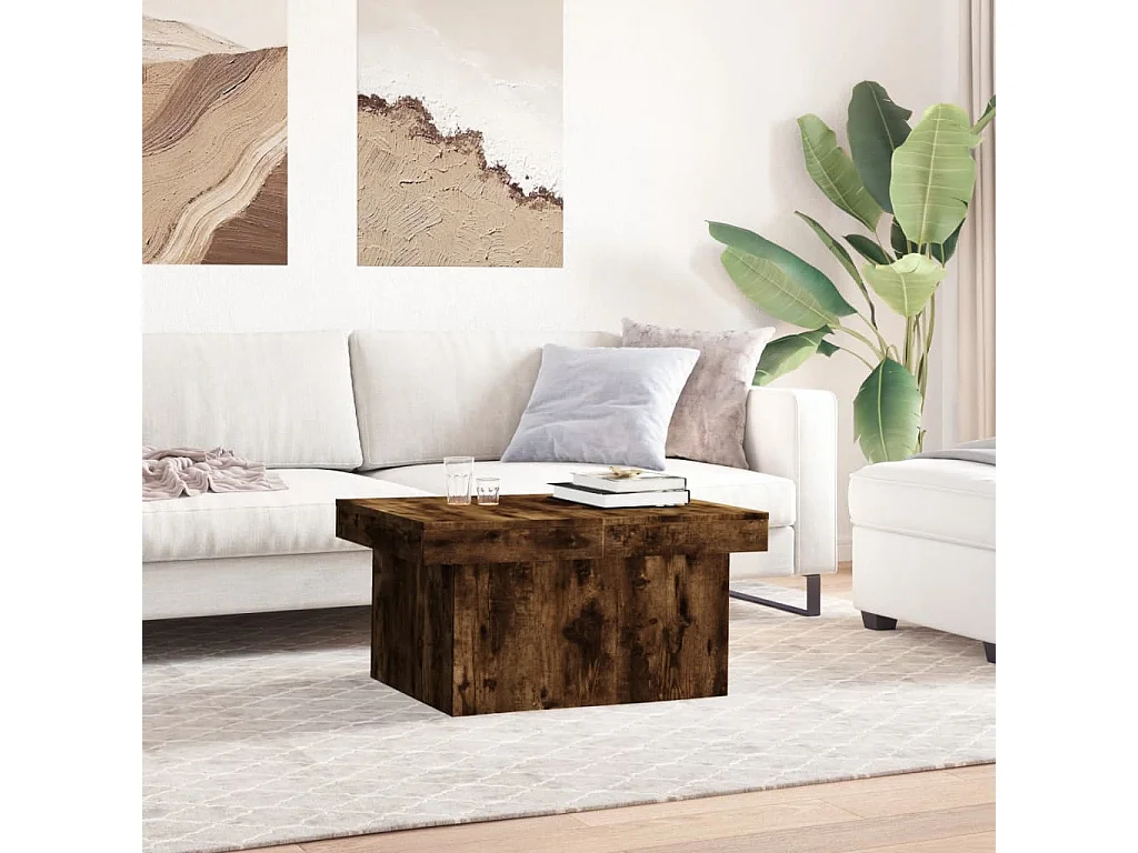 Couchtisch aus geräucherter Eiche 80x55x40 cm Holzwerkstoff