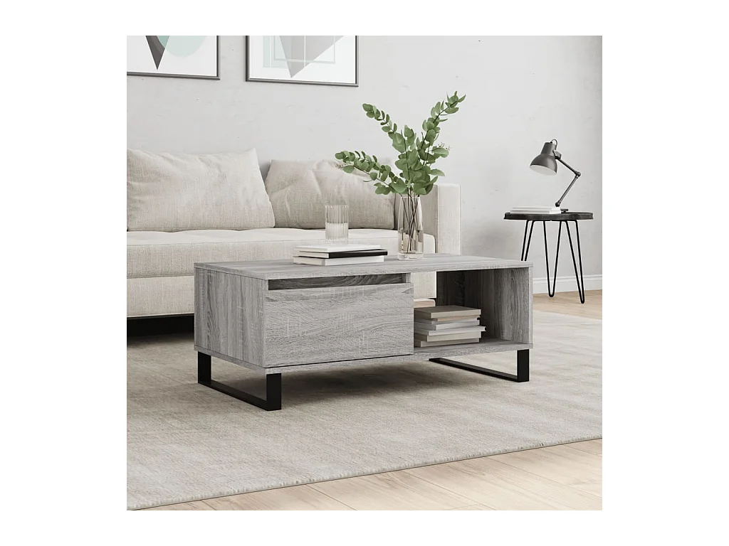 Table basse Sonoma gris 90x50x36,5 cm Bois d'ingénierie