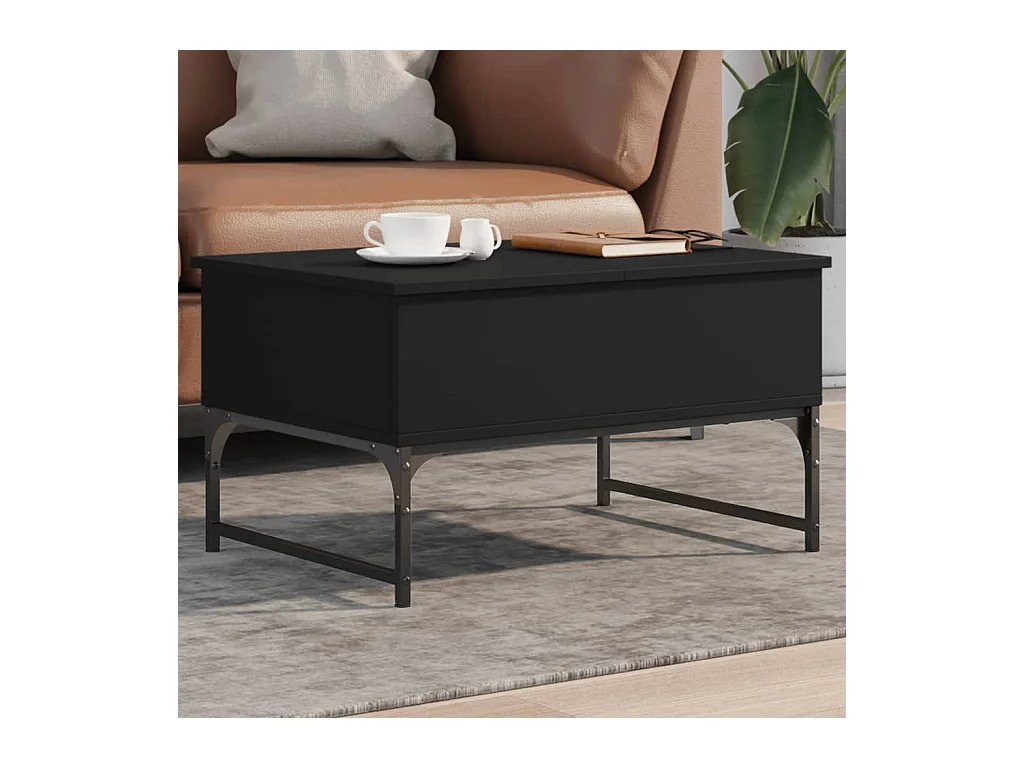 Table basse noir 70x50x40 cm bois d'ingénierie et métal