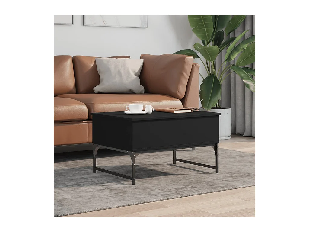 Table basse noir 70x50x40 cm bois d'ingénierie et métal