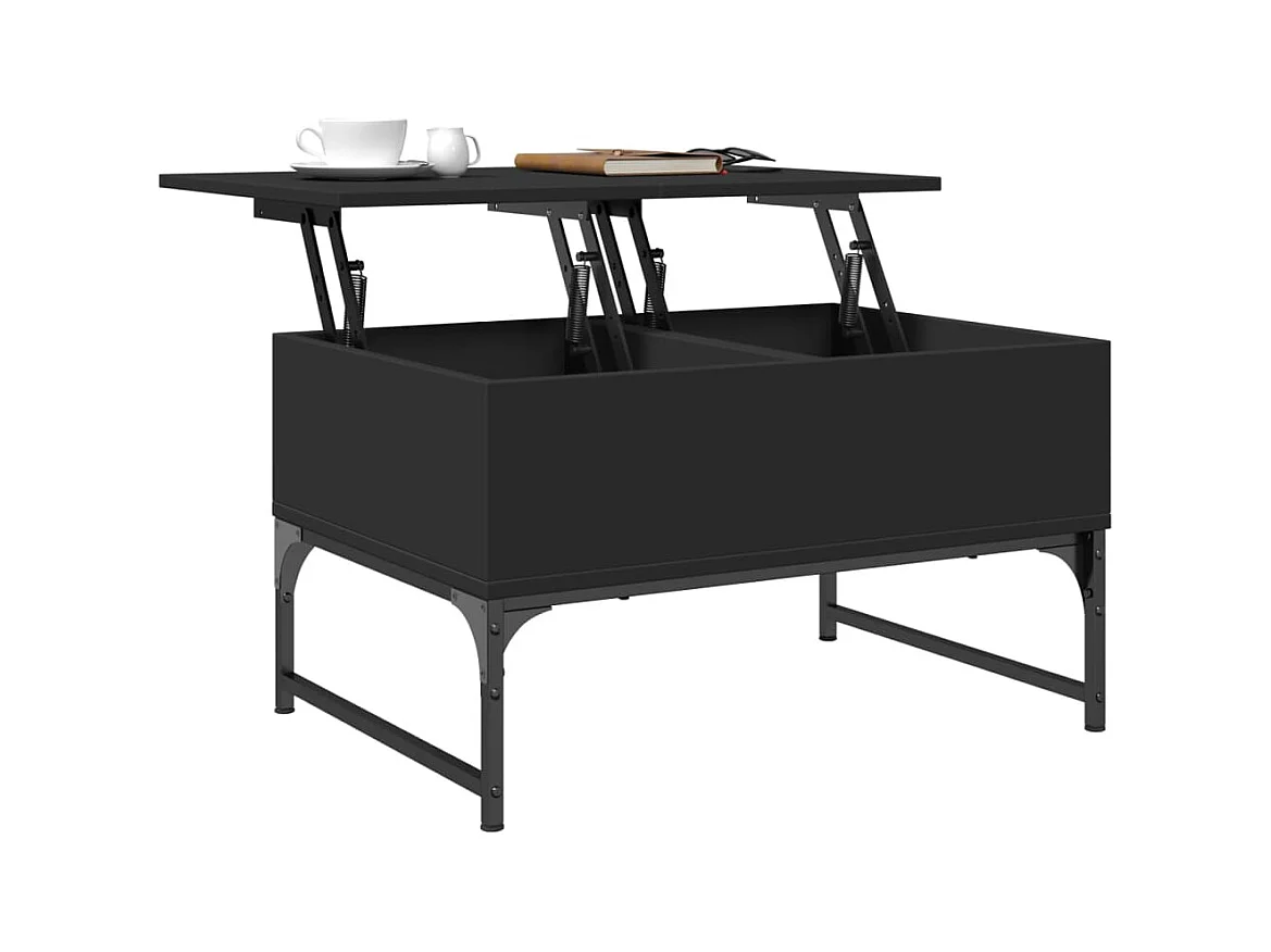 Table basse noir 70x50x40 cm bois d'ingénierie et métal