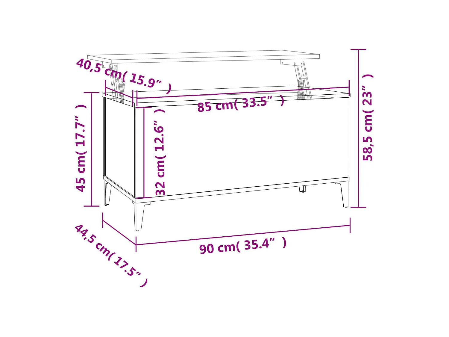 Table basse Blanc 90x44,5x45 cm Bois d'ingénierie