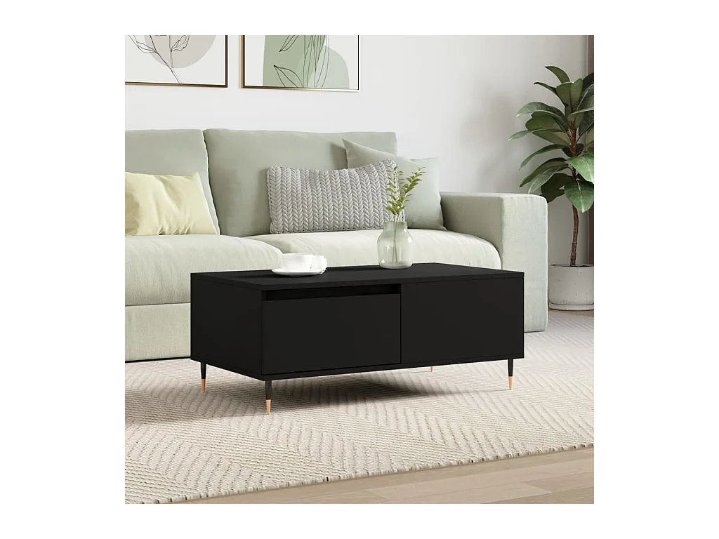 Table basse Noir 90x50x36,5 cm Bois d'ingénierie