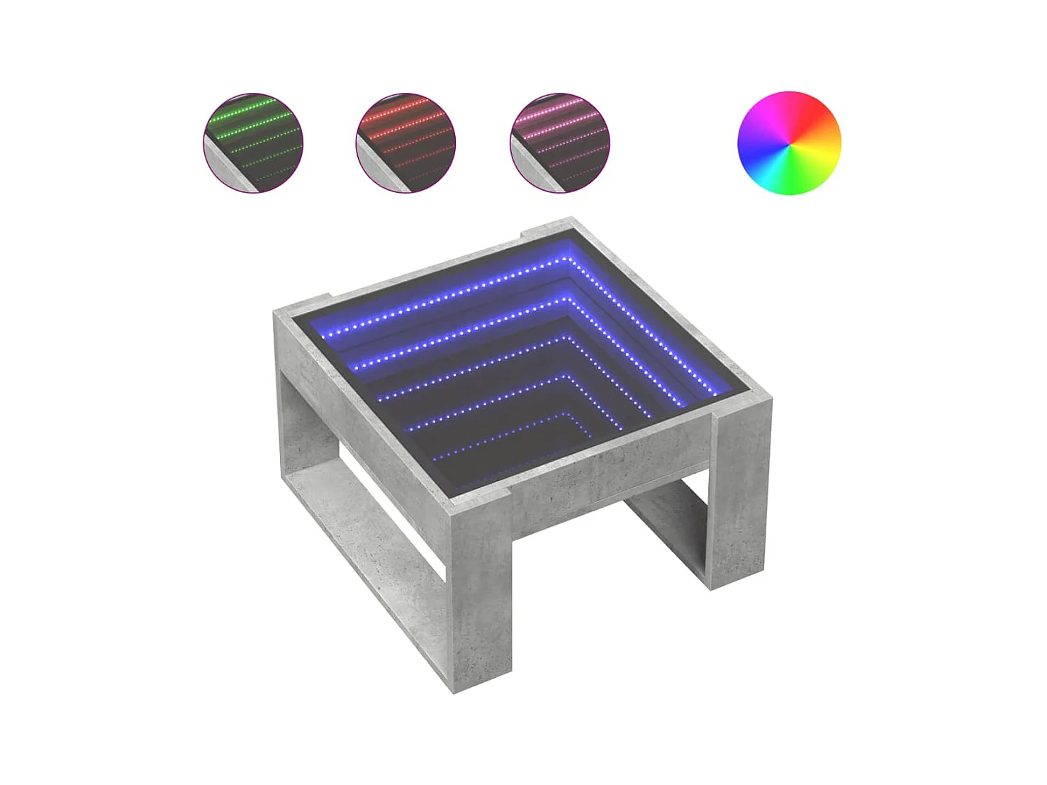 Tavolino da caffè LED Infinity grigio cemento 50x53x30 cm