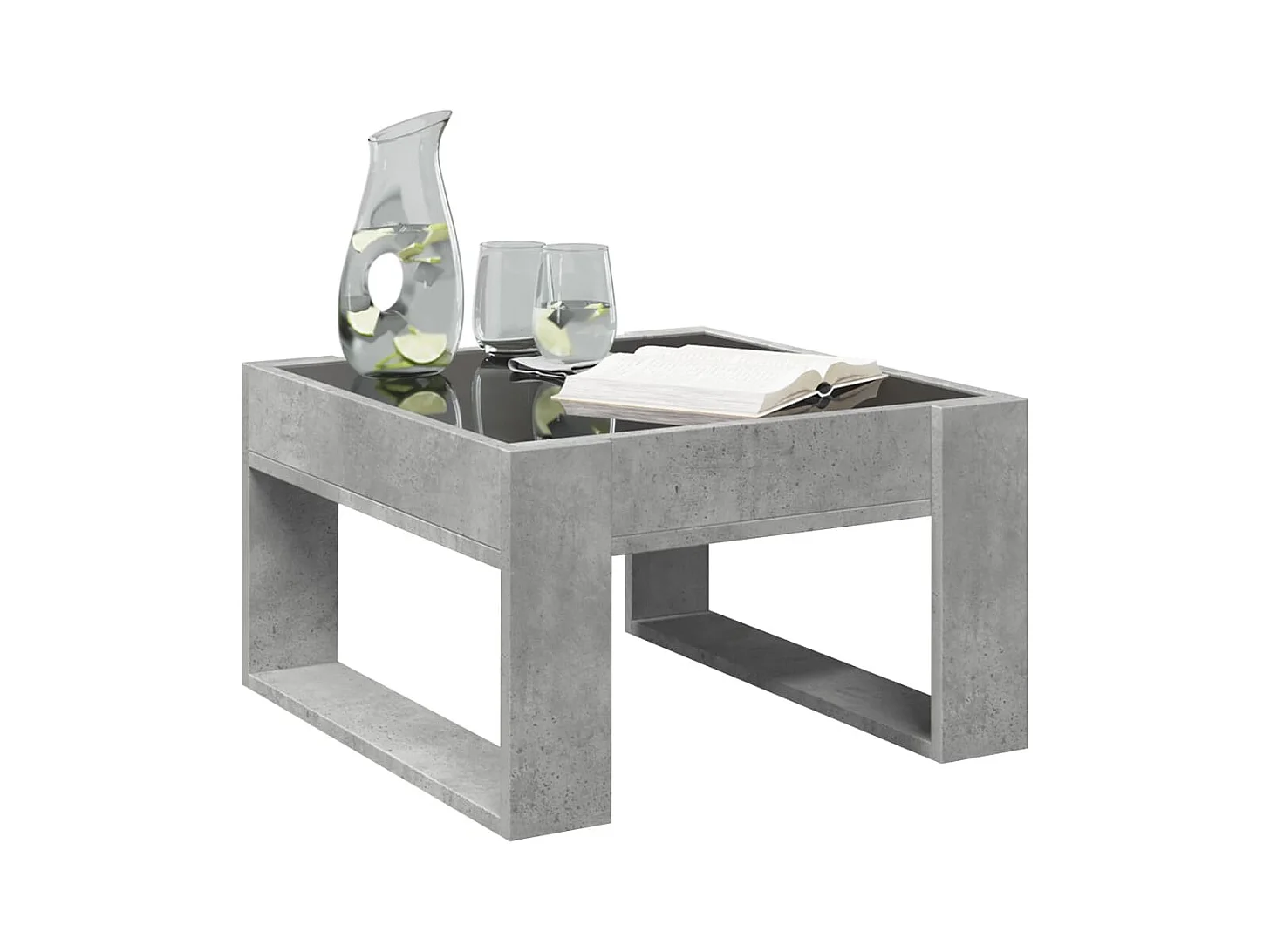 Tavolino da caffè LED Infinity grigio cemento 50x53x30 cm