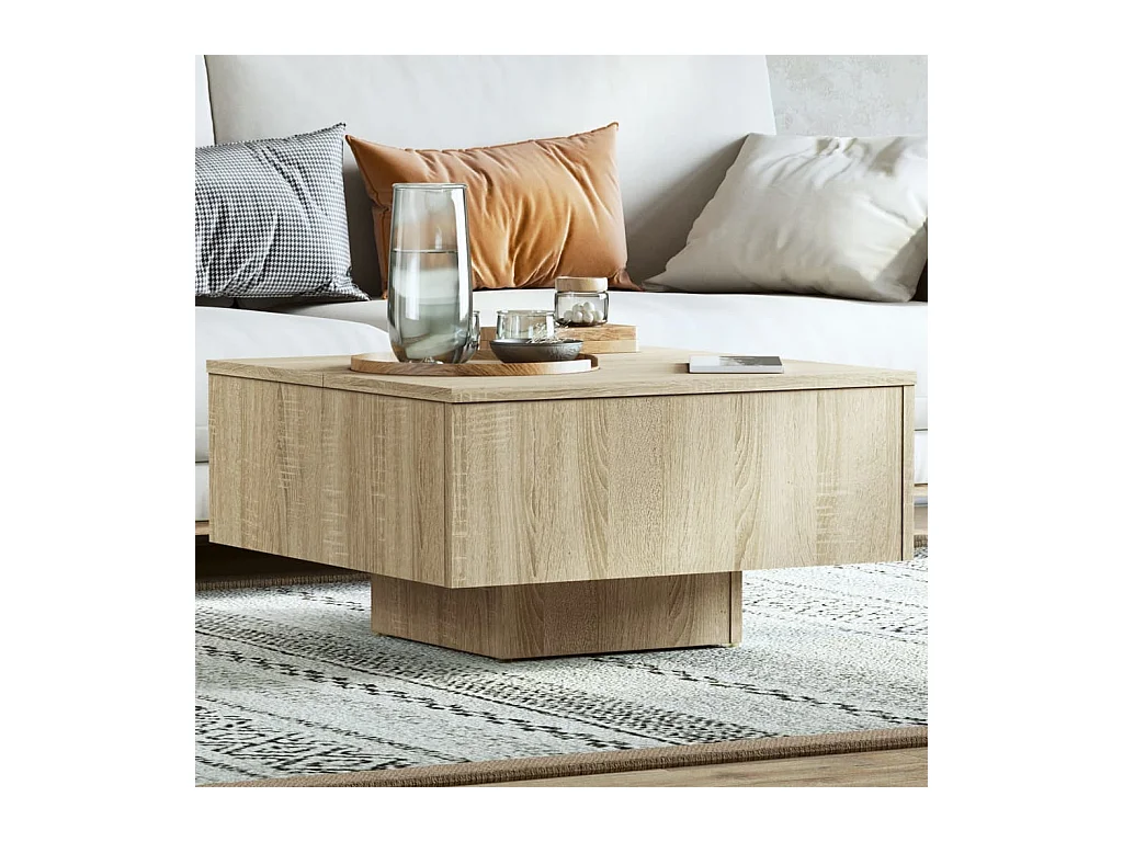 Table basse chêne sonoma 60x60x31,5 cm bois d'ingénierie