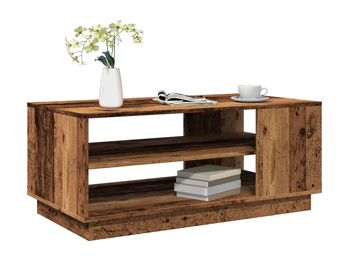 Table basse vieux bois 102x55x43 cm bois d'ingénierie