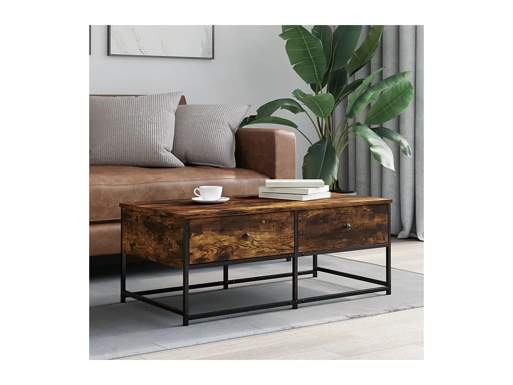 Table basse chêne fumé 100x51x40 cm bois d'ingénierie