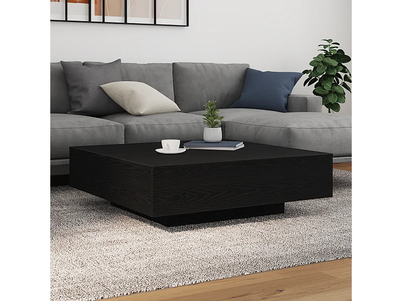 Salontafel met LED-verlichting Zwarte eik 100x100x31 cm