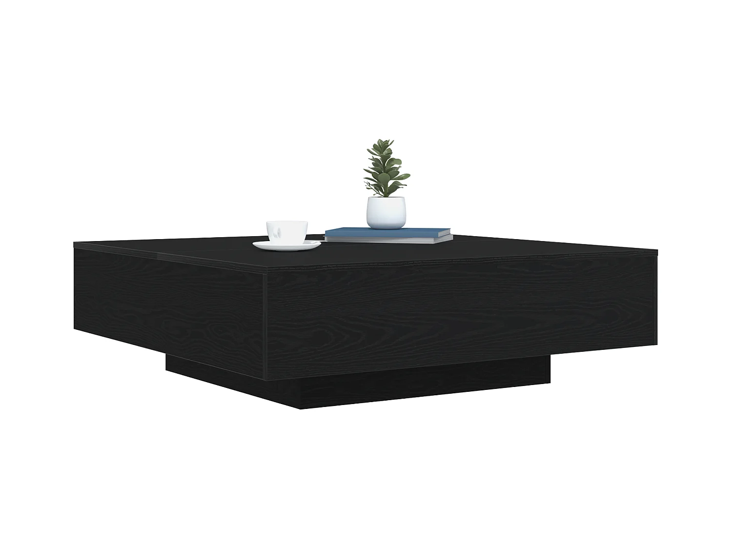 Table basse avec lumières LED Chêne noir 100x100x31 cm