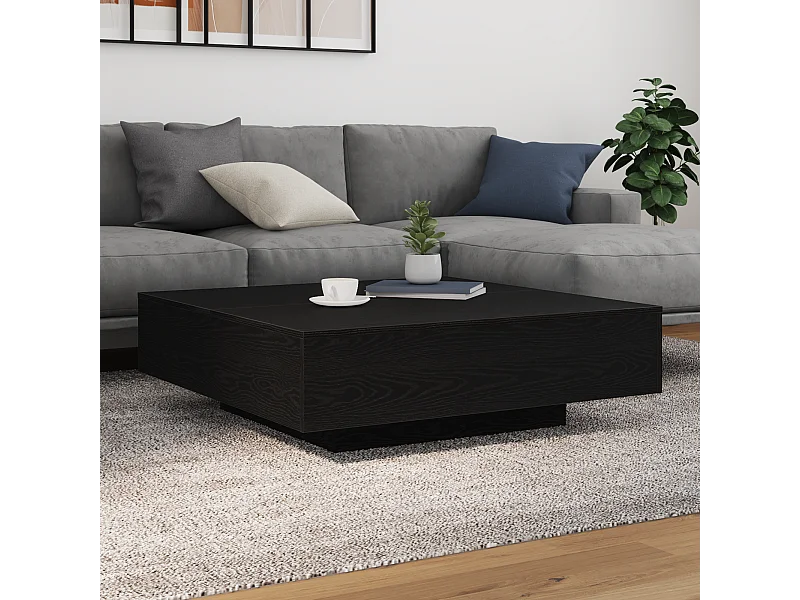 Salontafel met LED-verlichting Zwarte eik 100x100x31 cm