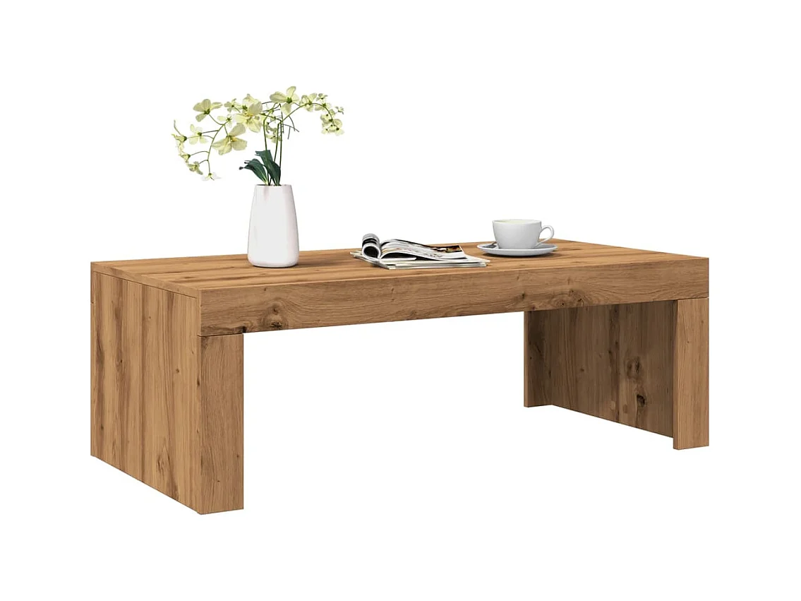 Tavolino da caffè in rovere fatto a mano 102x50x35 cm in legno ingegnerizzato
