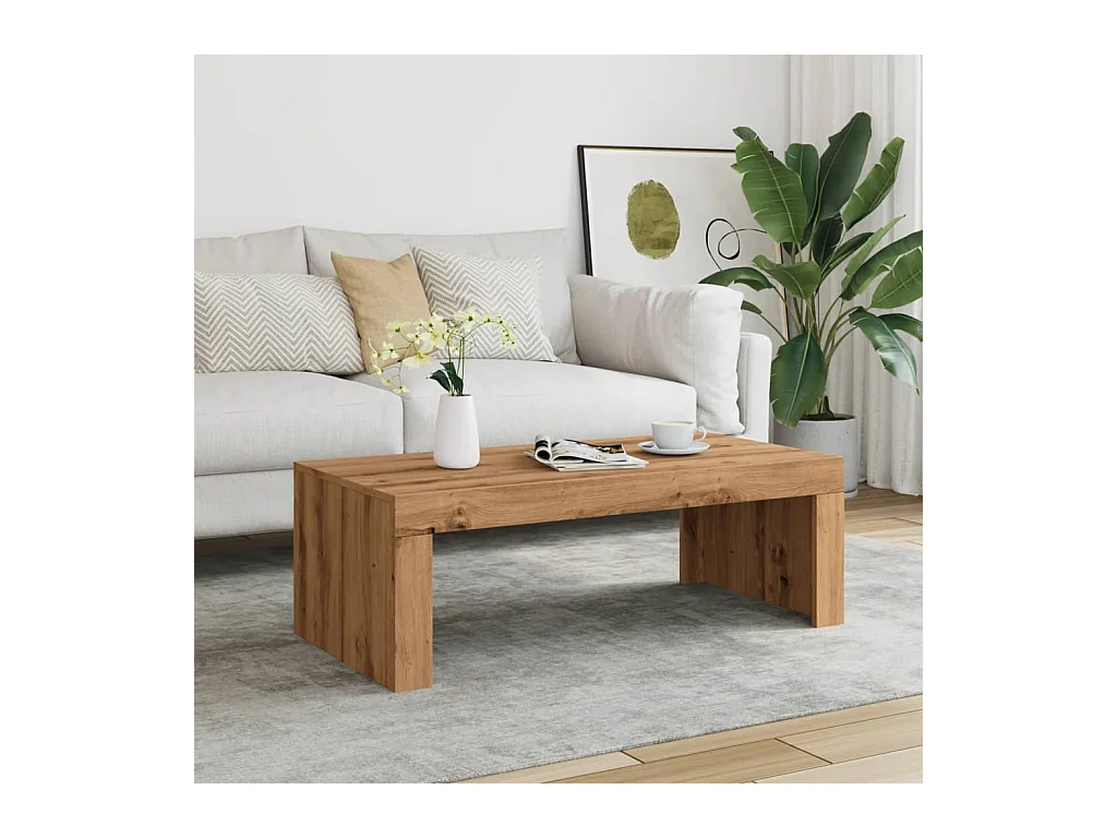 Tavolino da caffè in rovere fatto a mano 102x50x35 cm in legno ingegnerizzato