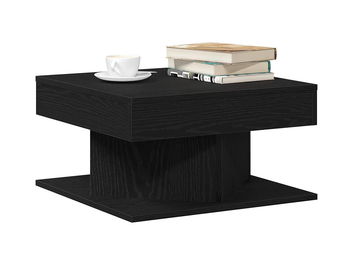 Table basse Noir Chêne 57x57x30 cm en bois d'ingénierie