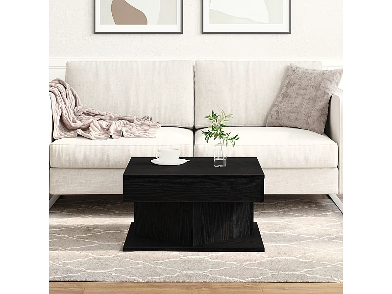 Couchtisch aus schwarzer Eiche 57x57x30 cm aus Holzwerkstoff