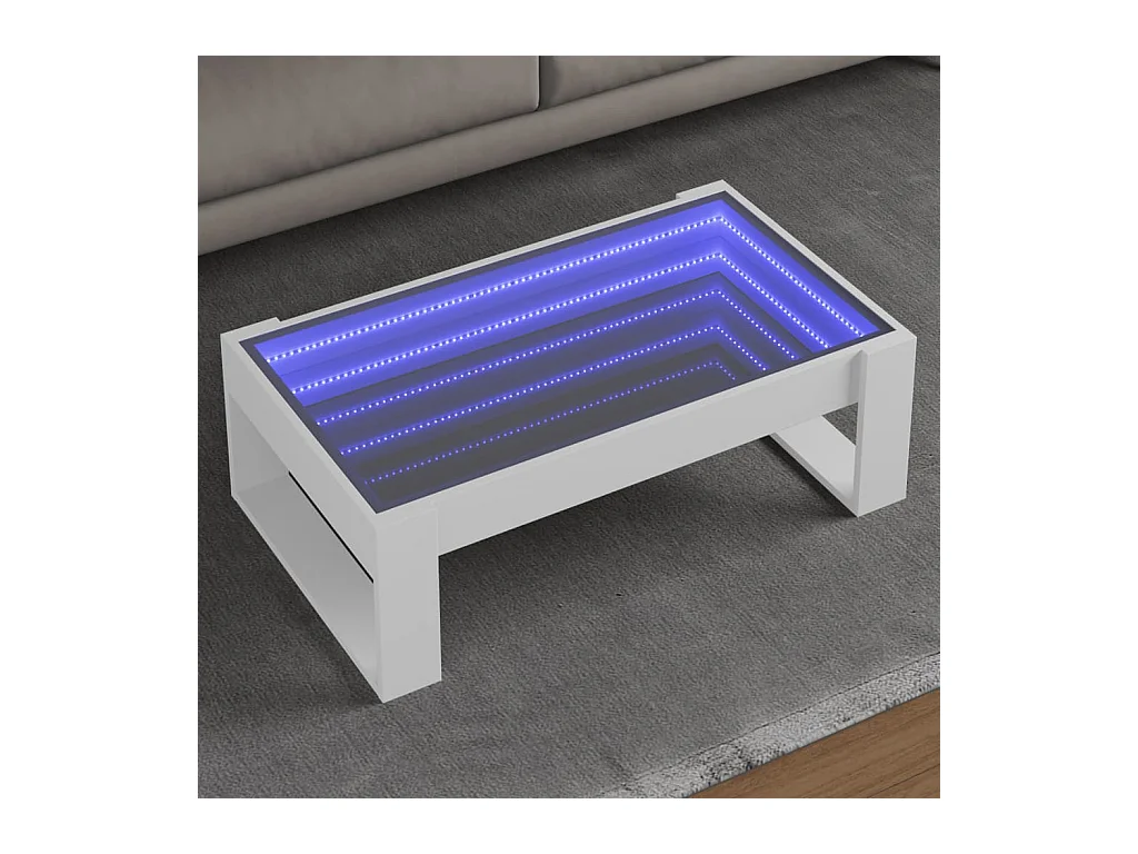 Table basse avec LED infini blanc 90x53x30 cm