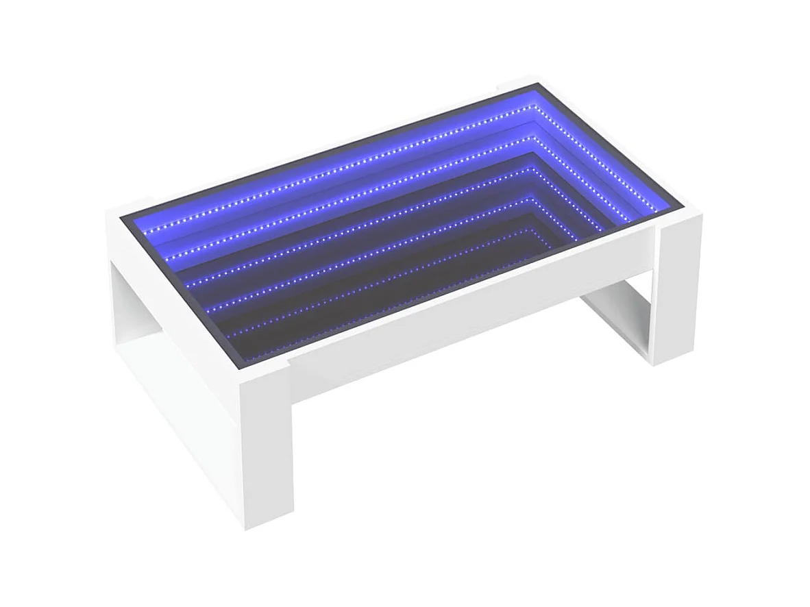 Table basse avec LED infini blanc 90x53x30 cm