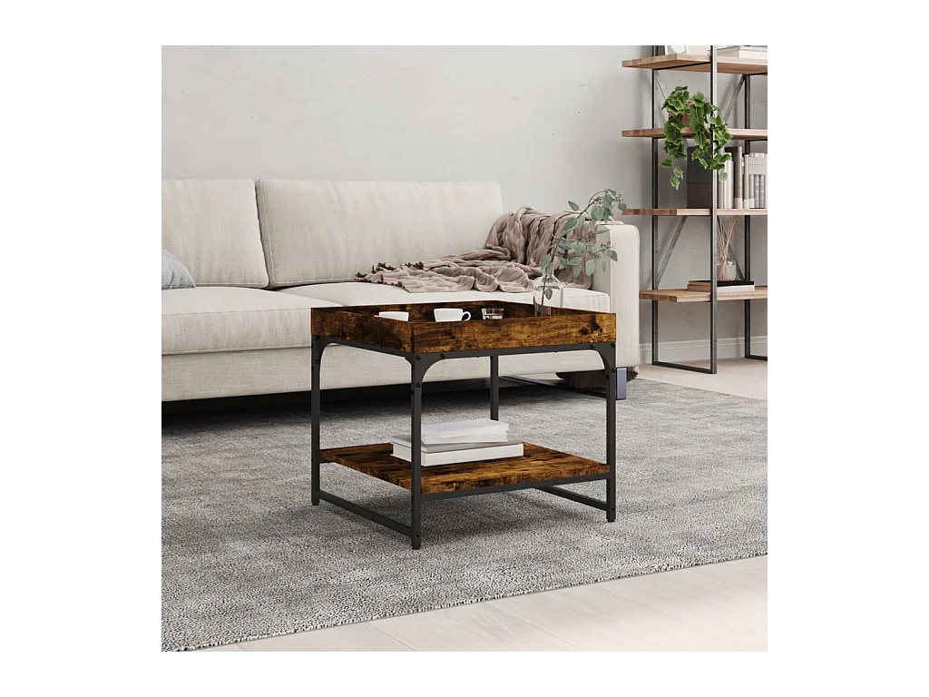 Table basse chêne fumé 49,5x49,5x45 cm bois d'ingénierie