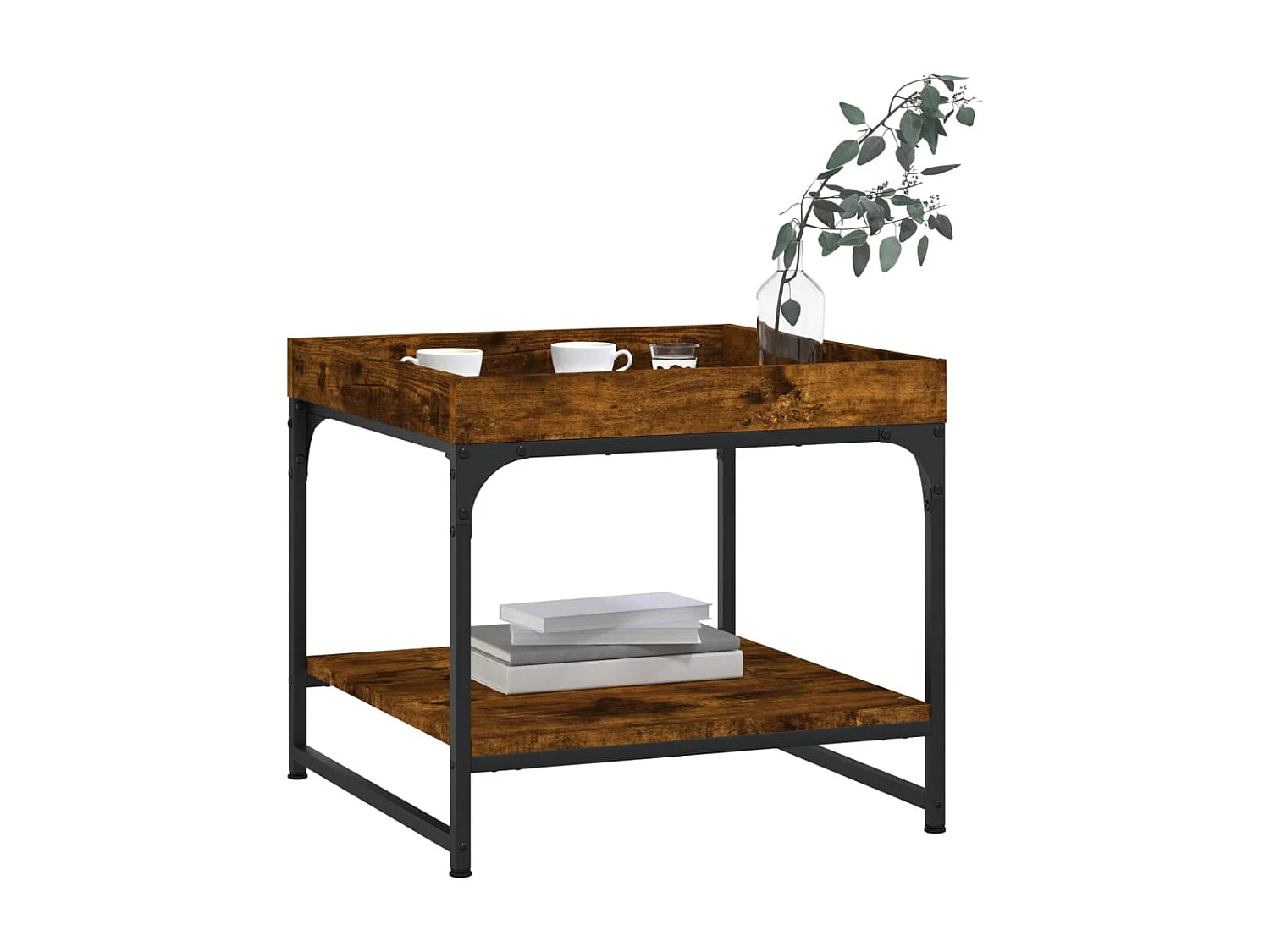 Table basse chêne fumé 49,5x49,5x45 cm bois d'ingénierie