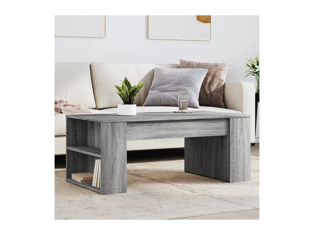 Tavolino Sonoma grigio 102x55x42 cm in legno ingegnerizzato