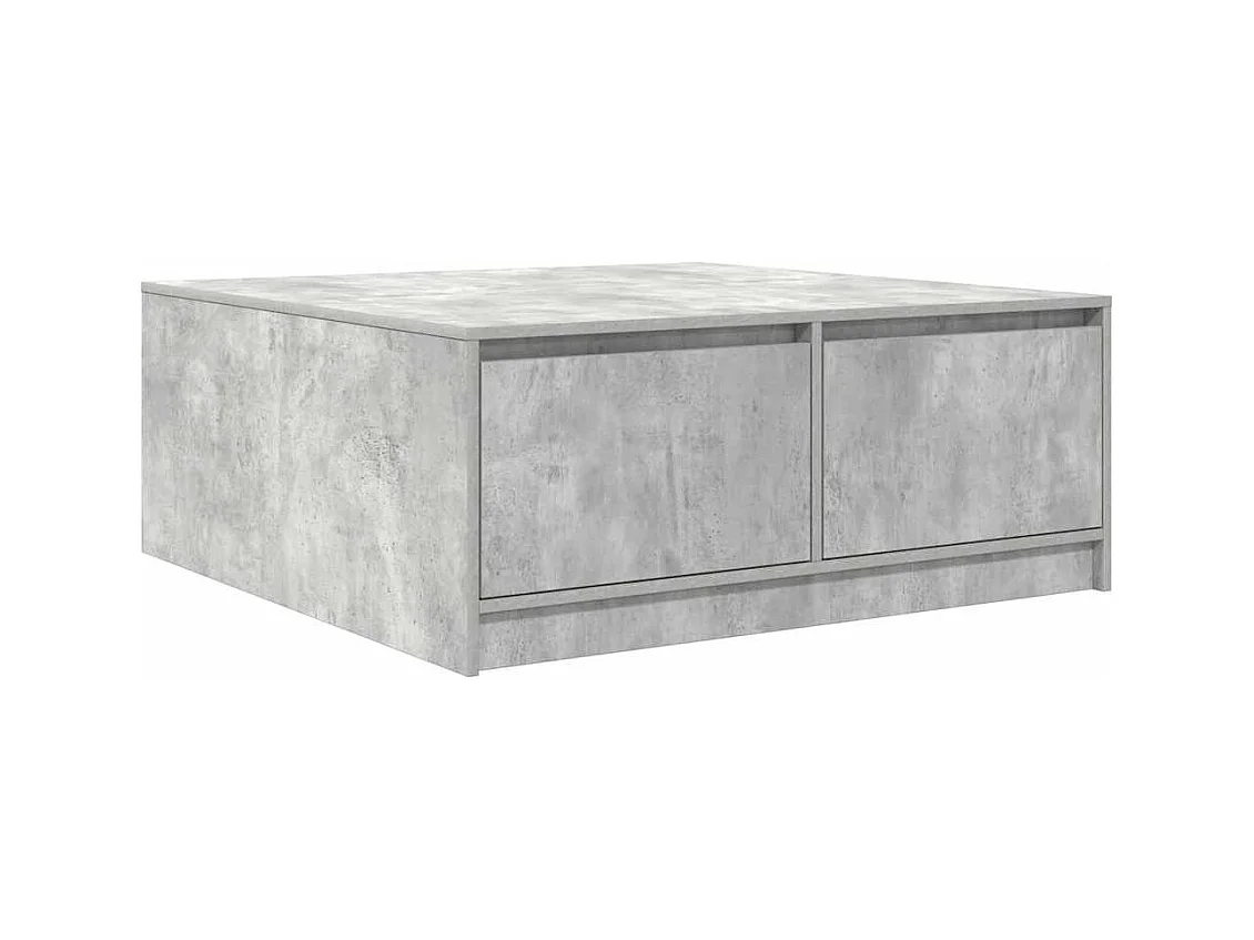 Tavolino grigio cemento con cassetti 100x100x40 cm