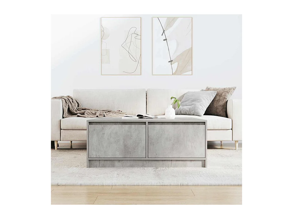 Tavolino grigio cemento con cassetti 100x100x40 cm